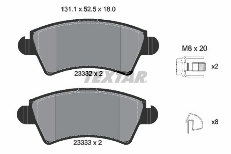Image of Brake pad set TEXTAR 2333201
