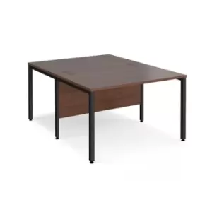 Image of Office Desk 2 Person Rectangular Desk 1200mm Walnut Tops With Black Frames 1600mm Depth Maestro 25