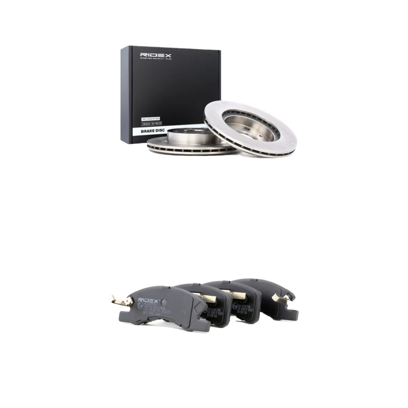 Image of RIDEX 3405B3143 Brake disc and pads set Front Axle, with acoustic wear warning Brake Set,disc brakes (3405)
