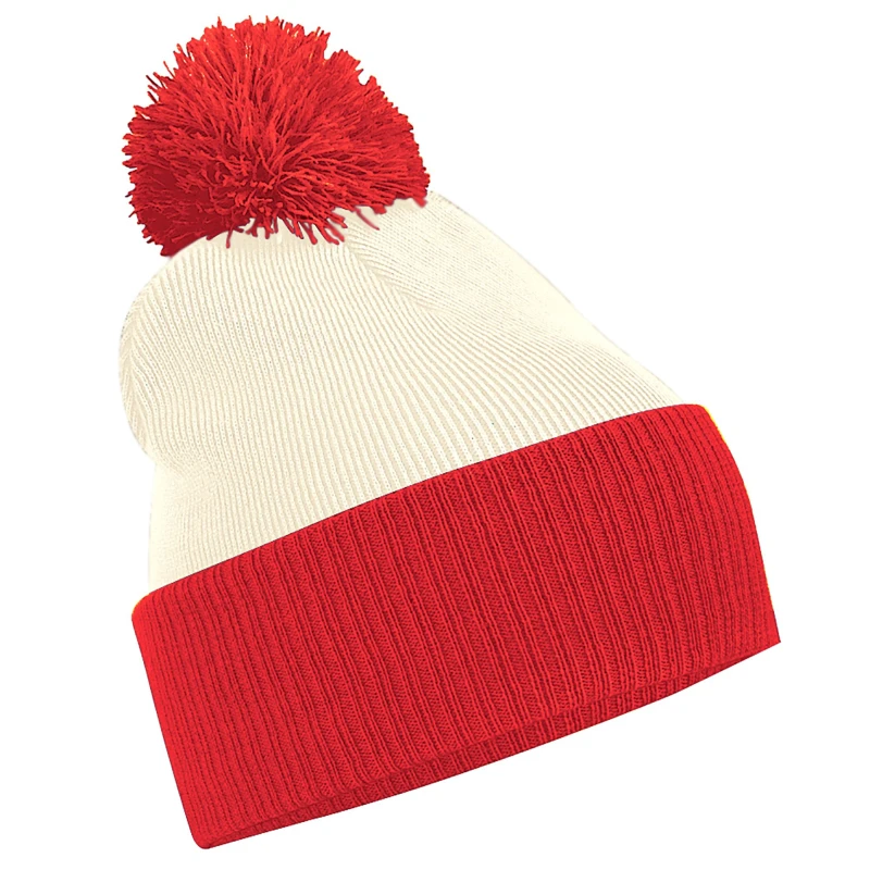 Image of Beechfield Snowstar Duo Two-Tone Winter Beanie Hat in Off-White Off-White Unisex One Size
