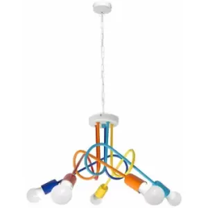 image of Helam Oxford Multi Arm Pendant Ceiling Light White, Multi-Coloured 60cm