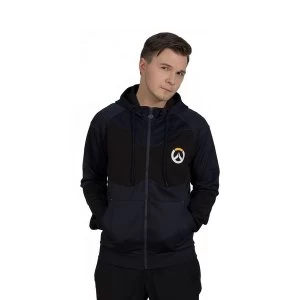 Image of Overwatch - Athletic Tech Mens Small Full Length Zipper Hoodie - Black/Blue