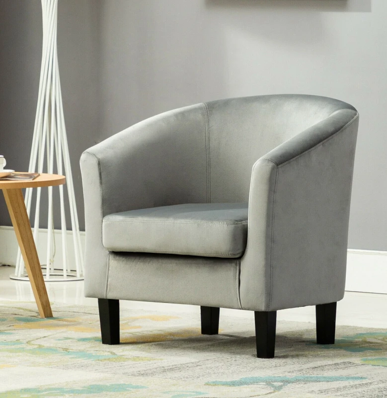 Image of MCC Direct Velvet Fabric Tub Chair Armchair Club Chair Grey