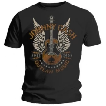 Image of Johnny Cash 'Outlaw' Mens Large T-Shirt - Black