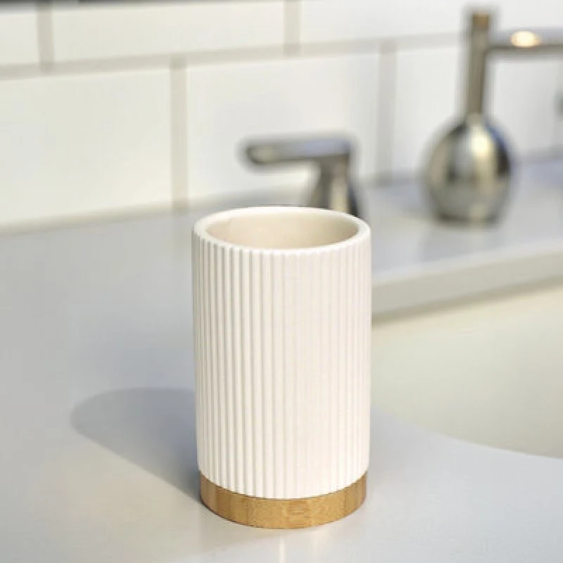 Image of Showerdrape Bondi Cream Ceramic Bathroom Tumbler