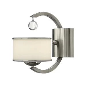 image of Monaco 1 Light Wall Light Brushed Nickel Glass Shade, E14