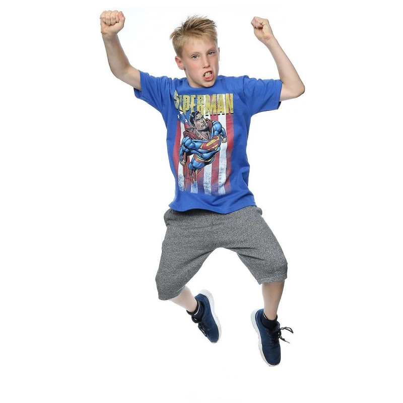 Image of Superman Flight Cotton T-Shirt Blue male