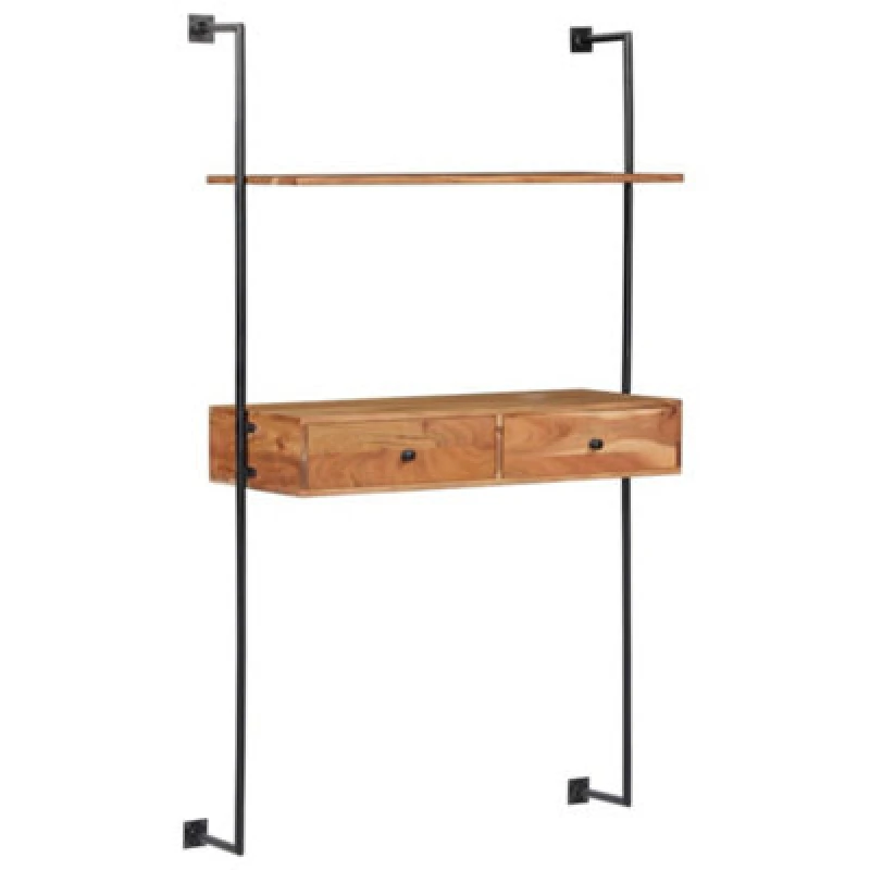 Image of vidaXL Solid Acacia Wood Wall Desk Computer Writing Study Table Display Unit