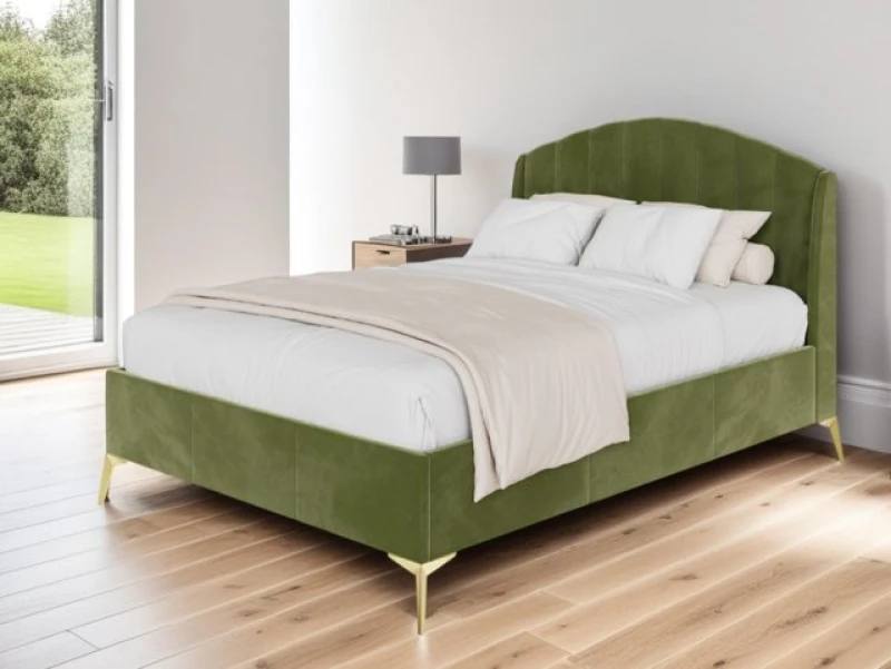 Image of GFW Pettine 4ft6 Double Green Fabric Ottoman Bed Frame