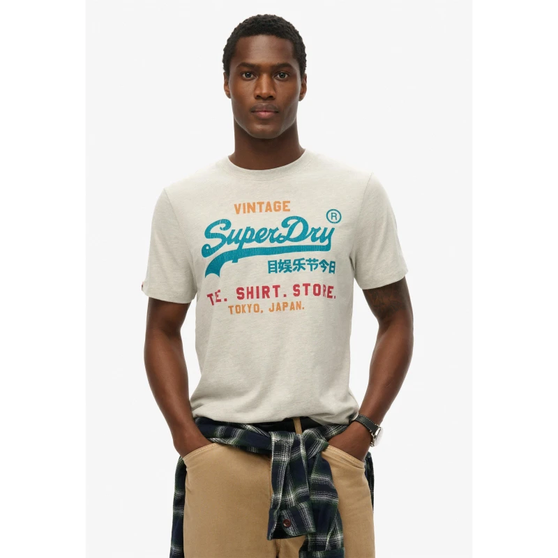 Image of Superdry Vintage Logo T Shirt Grey male Medium