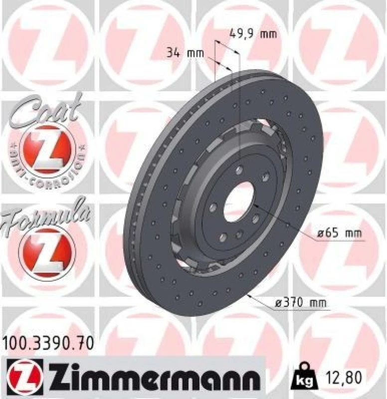 Image of ZIMMERMANN Brake disc ZIMMERMANN 100.3390.70