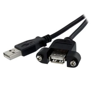 Image of StarTech 2ft Panel Mount USB Cable A to A - F/M
