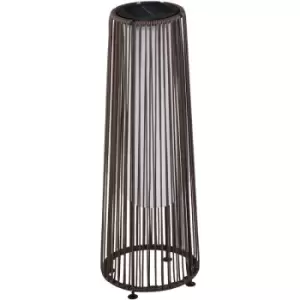 image of Garden Solar Powered Lights Woven Wicker Lantern Auto On/Off Brown - Outsunny