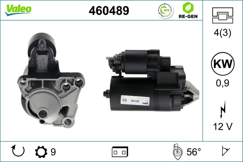 Image of Starter motor VALEO 460489