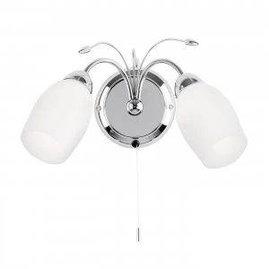 Image of 2 Light Indoor Wall Light Chrome with White Glass, E14