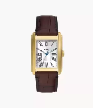Image of Fossil Men Carraway Three-Hand Brown Croco Leather Watch