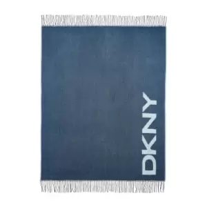 image of DKNY Logo Woven Throw, Navy & White