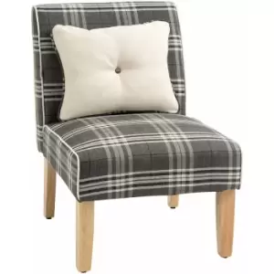 Image of Homcom - Dining Chair Linen-Touch Fabric Kitchen Chair w/ Rubber Wood Legs Grey