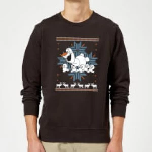Image of Disney Frozen Christmas Olaf And Snowmens Black Christmas Sweatshirt - L - Black