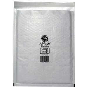 image of Jiffy Airkraft Size 4 Postal Bags Bubble lined Peel and Seal 240x320mm White 1 x Pack of 50 Bags