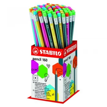 image of Stabilo 160 Pencil with Eraser Mini Display Pack of 72 216072-1HB