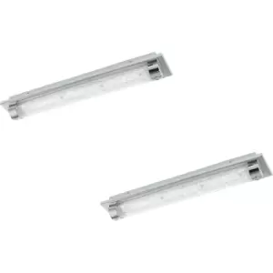 Image of 2 PACK Wall Flush Ceiling Light Colour Chrome Shade Clear Plastic Crystal LED