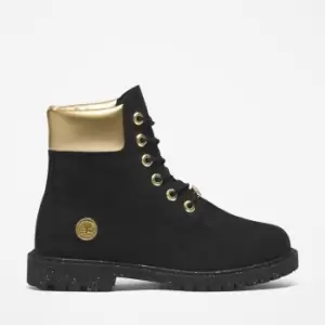 Timberland Heritage 6" Boot For Her In Black/gold Black, Size 3.5