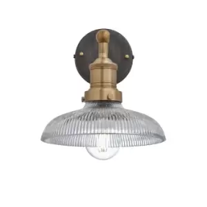 Industville Brooklyn Glass Dome Wall Light With Plug / 8" Brass Holder With Plug