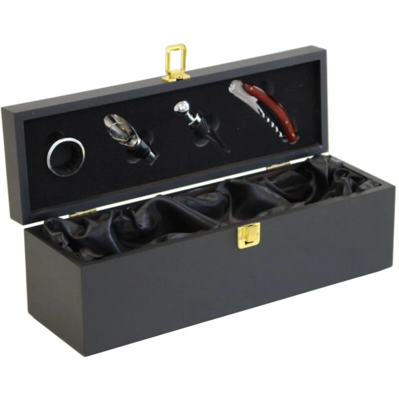 Image of Oypla Wine Bottle Gift Box Presentation Case & 4pc Accessories Set Natural unisex