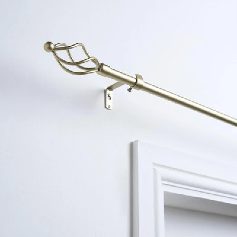 Image of OHS OHS Curtain Pole Extendable Metal Finnials Twist End Rings Rod Fittings in Natural Size: 120cm Natural 120cm Unisex 5027434214860