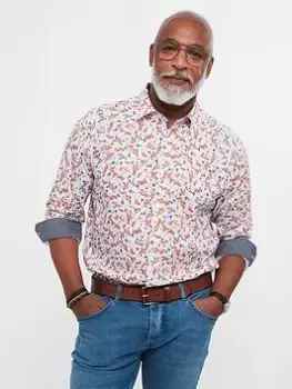 Image of Joe Browns Super Smart Floral Shirt - White, Size XL, Men