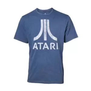 image of Atari - Faux Denim Logo Mens Medium T-Shirt - Blue