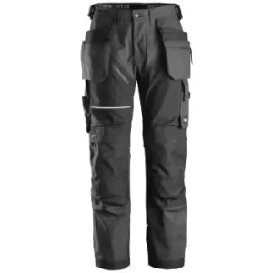 image of Snickers 6214 Ruff Work Canvas Trousers Holster Pockets Grey / Black 30" 32"