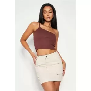 Image of I Saw It First Stone Cargo Denim Skirt - Brown
