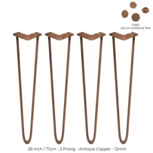 Image of SkiSki 4 X Hairpin Leg - 28 - Antique Copper - 2 Prong - 12M