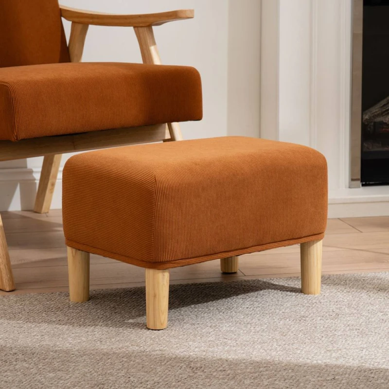 Image of SO'HOME Mid Century Corduroy Footstool rust ONE SIZE