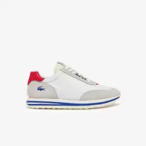 Image of Lacoste Mens L-Spin Textile Trainers Size 10 UK White & Red