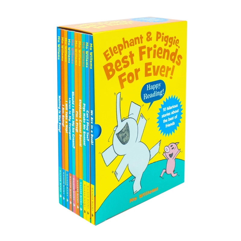 Image of Elephant & Piggie, Best Friends For Ever Series by Mo Willems 10 Picture Books Collection Box Set (Can I Play Too, We Are in a Book) Mo Willems Books