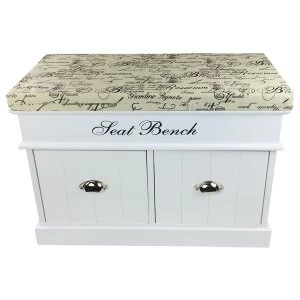 Image of White Seat Bench With 2 Drawers & Lid 70cm