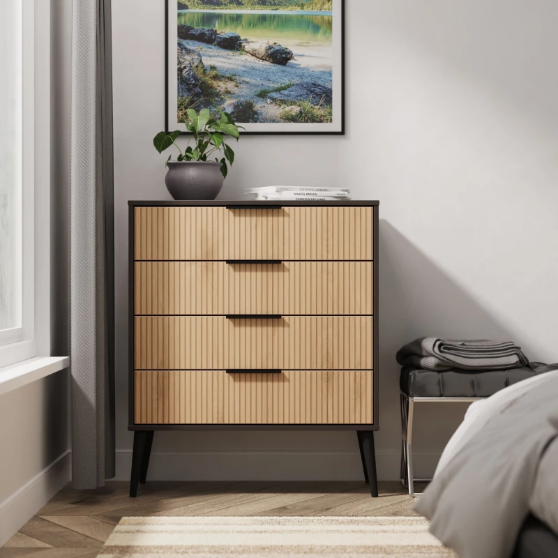 Image of Ready Assembled 2 U Fuji 4 Drawer Chest (Ready Assembled) in Grey Size: Medium Grey Unisex Medium