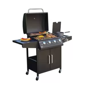 image of Neo Gas Bbq Grill 4+1 Burner Side Garden Barbecue With Cover & Gas Regulator