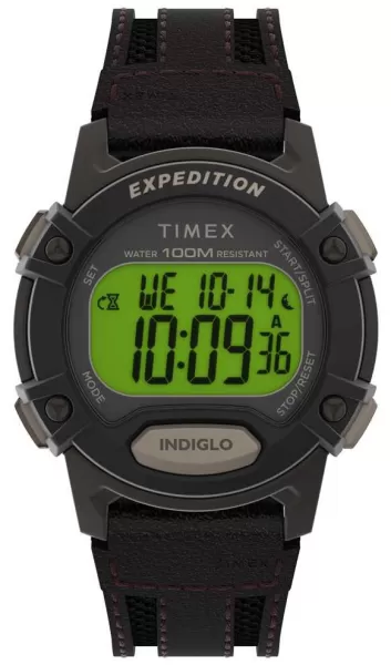 image of Timex TW4B24500 Mens Expedition Digital Brown Leather Watch