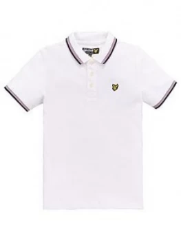 Image of Lyle & Scott Boys Tipped Short Sleeve Polo Shirt - White, Size 14-15 Years
