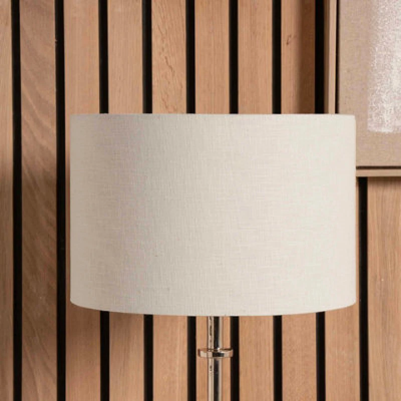 Image of Pacific Lifestyle 30Cm Cream Self Lined Linen Drum Lampshade Modern Cylinder Table Lamp Shade