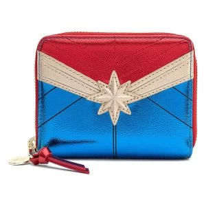 Image of Loungefly Marvel Captain Marvel Classic Cosplay Zip Around Wallet
