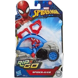 image of Spider-Ham Stunt Vehicle (Spider-Man) Rip N Go Action Figure