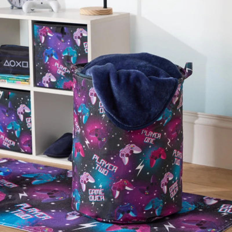 Image of OHS OHS Kids Laundry Basket Clothes Shoe Storage Toy Organiser Pop Up, Gaming - Black One Size Unisex 5027434215614