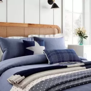 image of Helena Springfield Denim Look Kingsize Duvet Cover Set, Blue