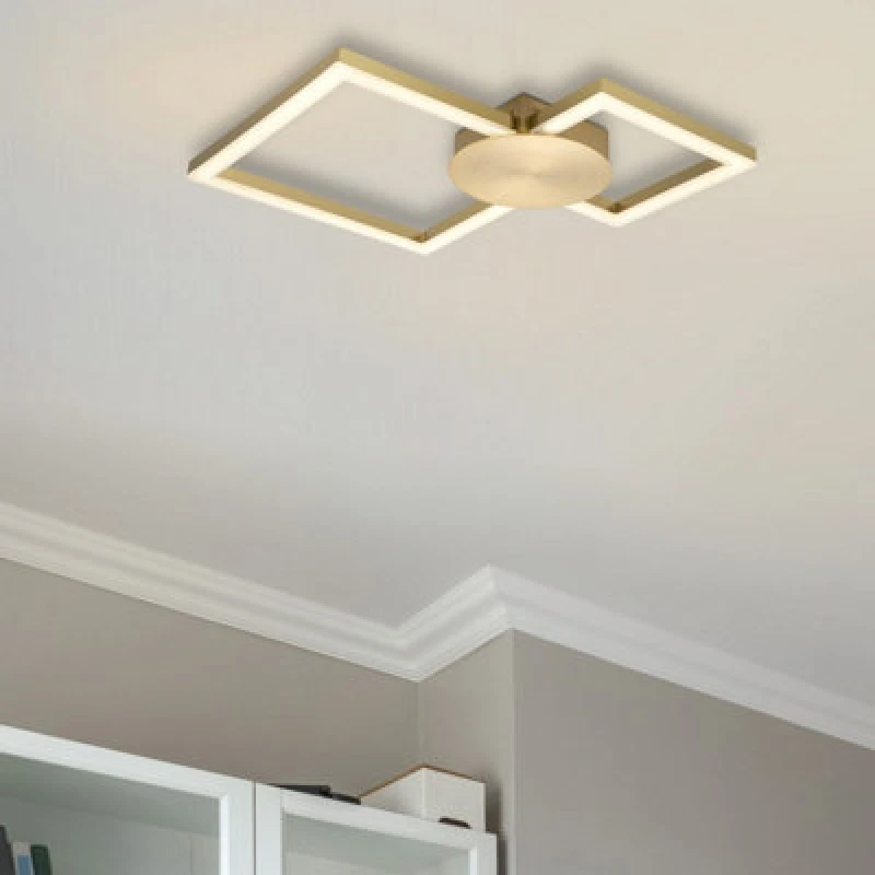 Image of Cosylyte Miles Double Square Integrated LED Modern Ceiling Light - Brushed Brass
