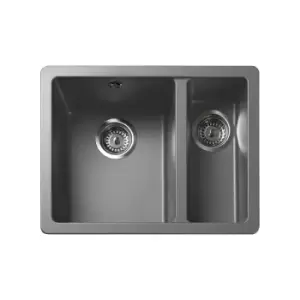 image of 1.5 Bowl Undermount Grey Granite Kitchen Sink with Righthand Drainer - Rangemaster Paragon